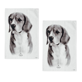 Set of 2 Delightful Dogs Cotton Kitchen Tea Towels 50 x 70 cm Beagle Home & Garden Kings Warehouse 