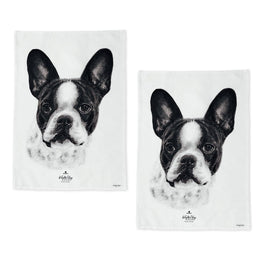 Set of 2 Delightful Dogs Cotton Kitchen Tea Towels 50 x 70 cm French Bulldog Home & Garden Kings Warehouse 