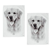 Set of 2 Delightful Dogs Cotton Kitchen Tea Towels 50 x 70 cm Golden Retriever Home & Garden Kings Warehouse 