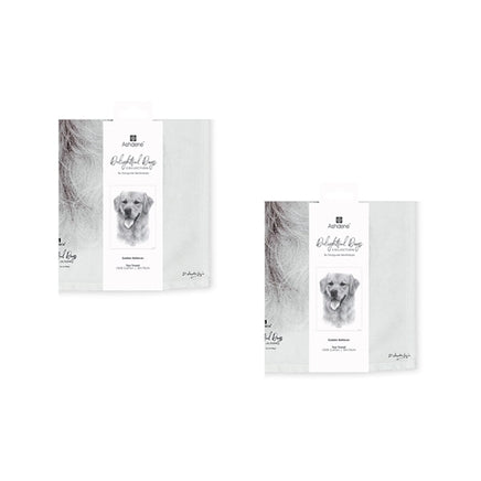 Set of 2 Delightful Dogs Cotton Kitchen Tea Towels 50 x 70 cm Golden Retriever Home & Garden Kings Warehouse 