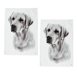 Set of 2 Delightful Dogs Cotton Kitchen Tea Towels 50 x 70 cm Labrador Home & Garden Kings Warehouse 