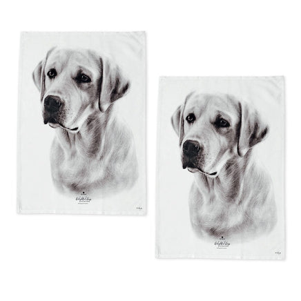 Set of 2 Delightful Dogs Cotton Kitchen Tea Towels 50 x 70 cm Labrador Home & Garden Kings Warehouse 