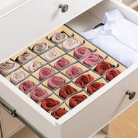 Set of 2 Fabric Drawer Organizer Divider Storage Boxes for Storing Socks, Underwear, Ties, Scarves (Beige) Fun in the Sun Kings Warehouse 