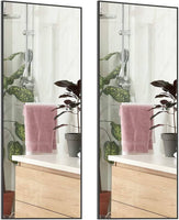 Set of 2 Full-Length Mirror Long Standing for Bedroom and Bathroom (80 x 34m, Black)