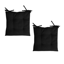 Set of 2 Outdoor Polyester Solid Chair Pads 40 x 40cm Black Home & Garden Kings Warehouse 