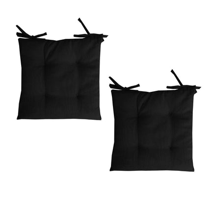 Set of 2 Outdoor Polyester Solid Chair Pads 40 x 40cm Black Home & Garden Kings Warehouse 