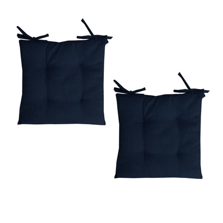 Set of 2 Outdoor Polyester Solid Chair Pads 40 x 40cm Navy Blue Home & Garden Kings Warehouse 