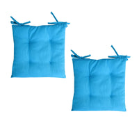 Set of 2 Outdoor Polyester Solid Chair Pads 40 x 40cm Ocean Blue Home & Garden Kings Warehouse 