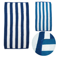 Set of 2 Reversible Cabana Striped Towels Blue/Aqua Home & Garden Kings Warehouse 