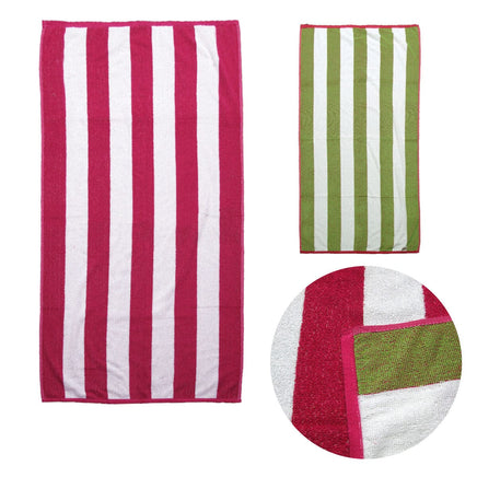 Set of 2 Reversible Cabana Striped Towels Hot Pink/Lime Home & Garden Kings Warehouse 