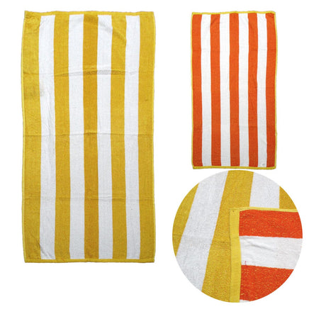 Set of 2 Reversible Cabana Striped Towels Yellow/Orange Home & Garden Kings Warehouse 