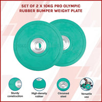 Set of 2 x 10KG PRO Olympic Rubber Bumper Weight Plate Sports & Fitness Kings Warehouse 