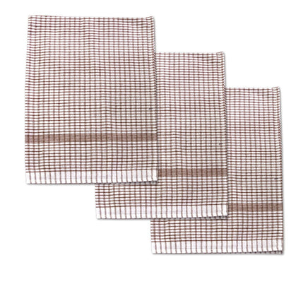 Set of 3 Jumbo Cotton Checkered Tea Towels 60 x 90 cm Brown Home & Garden Kings Warehouse 
