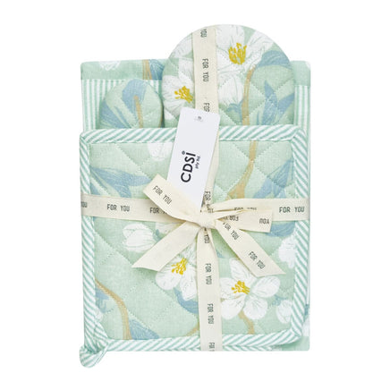 Set of 3 Renee Cotton Cover Kitchen Textile Mint Green Home & Garden Kings Warehouse 