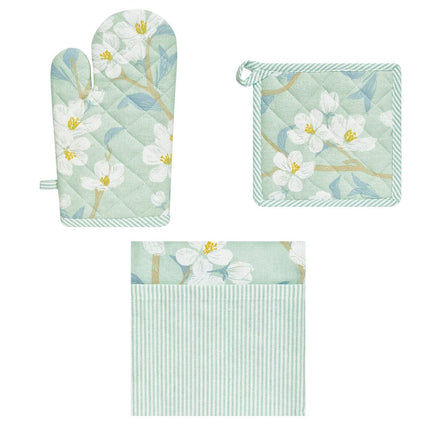 Set of 3 Renee Cotton Cover Kitchen Textile Mint Green Home & Garden Kings Warehouse 