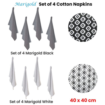 Set of 4 Christopher Vine Marigold Cotton Napkins 40cm x 40cm White Home & Garden Kings Warehouse 