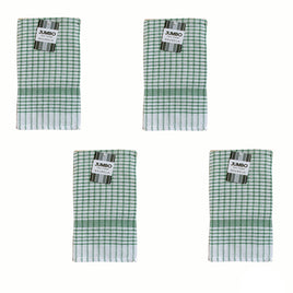 Set of 4 Cotton Checkered Jumbo Tea Towels 60x90cm Green Home & Garden Kings Warehouse 