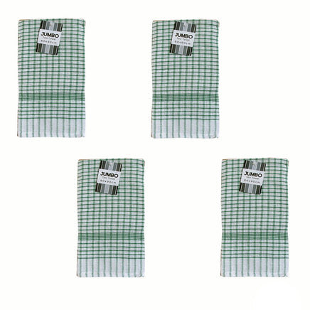 Set of 4 Cotton Checkered Jumbo Tea Towels 60x90cm Green Home & Garden Kings Warehouse 