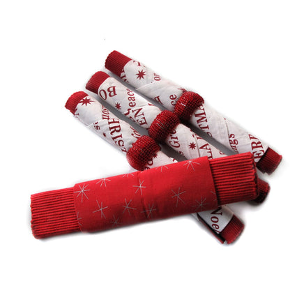 Set of 4 Fiona Cotton Placemats with Napkins and Napkin Rings Red White Home & Garden Kings Warehouse 
