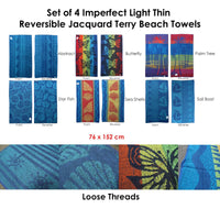 Set of 4 Imperfect Jacquard Terry Beach Towels Palm Tree Home & Garden Kings Warehouse 