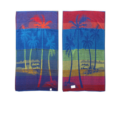 Set of 4 Imperfect Jacquard Terry Beach Towels Palm Tree Home & Garden Kings Warehouse 