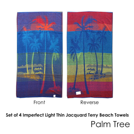 Set of 4 Imperfect Jacquard Terry Beach Towels Palm Tree Home & Garden Kings Warehouse 