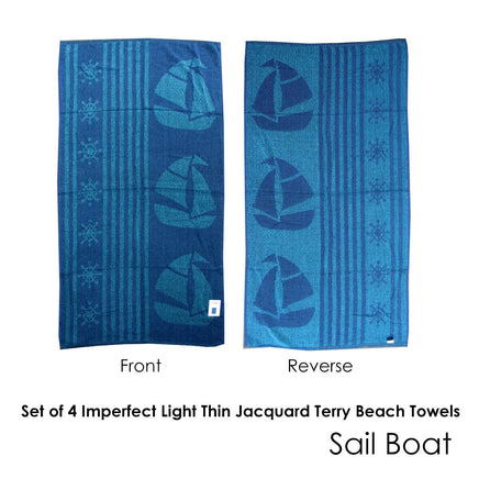 Set of 4 Imperfect Jacquard Terry Beach Towels Sail Boat Home & Garden Kings Warehouse 