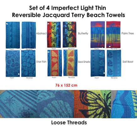 Set of 4 Imperfect Jacquard Terry Beach Towels Star Fish Home & Garden Kings Warehouse 