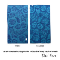Set of 4 Imperfect Jacquard Terry Beach Towels Star Fish Home & Garden Kings Warehouse 