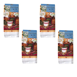 Set of 4 Microfibre Printed Tea Towels Coffee at Home Home & Garden Kings Warehouse 