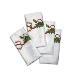Set of 4 Ornate Christmas Xmas Festival Jacquard Napkins Home & Garden Kings Warehouse 