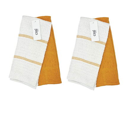 Set of 4 Rosa Cotton Rich Terry Tea Towels 42 x 62cm Mustard Home & Garden Kings Warehouse 