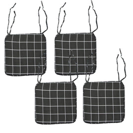 Set of 4 Square Chair Pads with Ties Checkered Charcoal Home & Garden Kings Warehouse 
