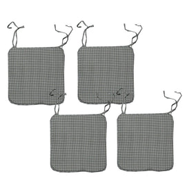Set of 4 Square Chair Pads with Ties Small Checkered Grey Home & Garden Kings Warehouse 
