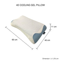 Set of 4X 4D Cooling Gel Technology Memory Foam Removable Outer Cover Hypoallergenic Pillow Kings Warehouse 