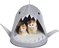 Shark Shape Pet Cave Bed for Cats andSmall Dogs 45 x 45 x 38 cm (Light Grey) cat supplies Kings Warehouse 