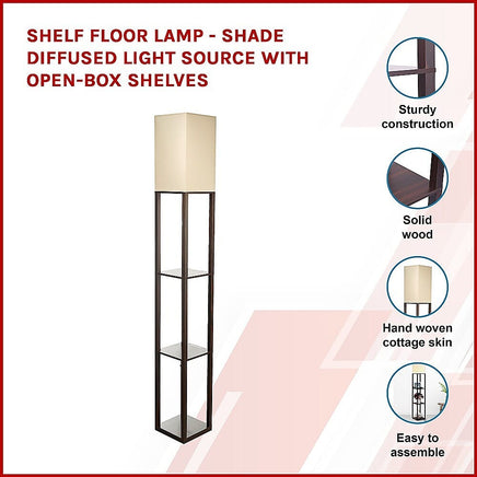 Shelf Floor Lamp - Shade Diffused Light Source with Open-Box Shelves Home & Garden Kings Warehouse 