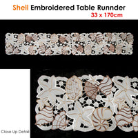 Shell Embroidered Table Runner 33 x 170cm Home & Garden Kings Warehouse 