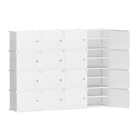 Shoe Box Rack DIY 16 Storage Cube Stackable White Furniture Kings Warehouse 