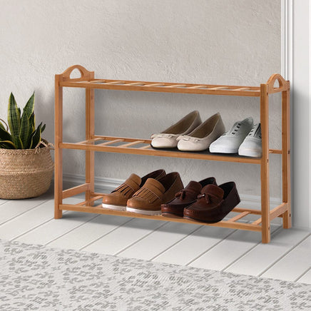 Shoe Rack Bamboo Shoe Storage 3-tier 9 Pairs Furniture Kings Warehouse 