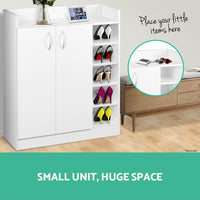 Shoe Rack Cabinet 21 Pairs Adjustable Shelves White Clair Furniture Kings Warehouse 