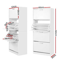 Shoe Rack Cabinet 60 Pairs 4 Doors - White Furniture Kings Warehouse 