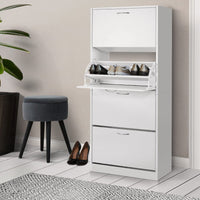 Shoe Rack Cabinet 60 Pairs 4 Doors - White Furniture Kings Warehouse 