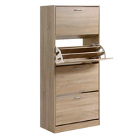 Shoe Rack Cabinet 60 Pairs 4 Doors - Wood