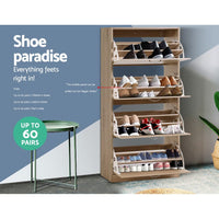 Shoe Rack Cabinet 60 Pairs 4 Doors - Wood Furniture Kings Warehouse 