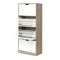 Shoe Rack Cabinet 60 Pairs 4-tier White Elen