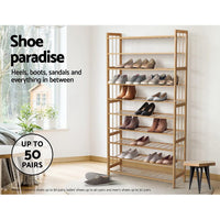 Shoe Rack Cabinet Bamboo 10-tier 50 Pairs Furniture Kings Warehouse 