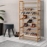 Shoe Rack Cabinet Bamboo 10-tier 50 Pairs Furniture Kings Warehouse 