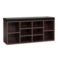 Shoe Rack Cabinet Bench 10 Cubes - Walnut