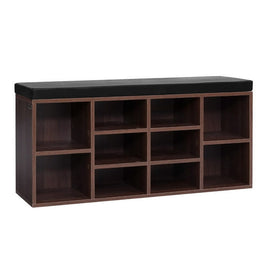Shoe Rack Cabinet Bench 10 Cubes - Walnut Furniture Kings Warehouse
